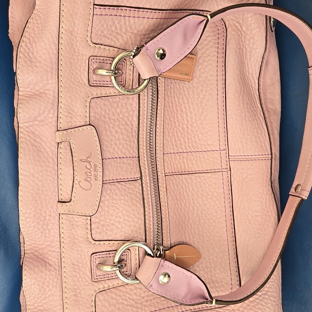 Coach Lavender Pebbled Leather Shoulder Bag